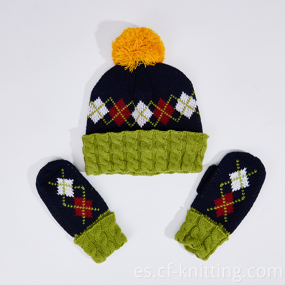 Knitted Beanie Gloves Set 6